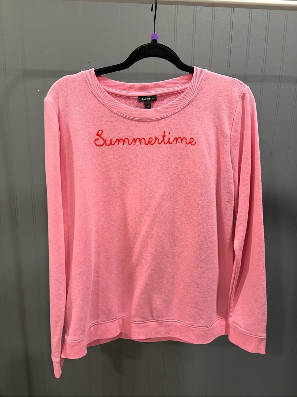 Talbots Pink "Summertime" Embroidered Sweatshirt